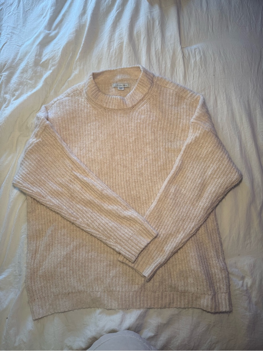 American Eagle Light Beige Cozy Knit Mock Neck Sweater